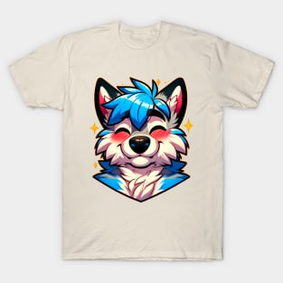 Blushing Happy Furry Anthro Wolf ^_^ T-Shirt